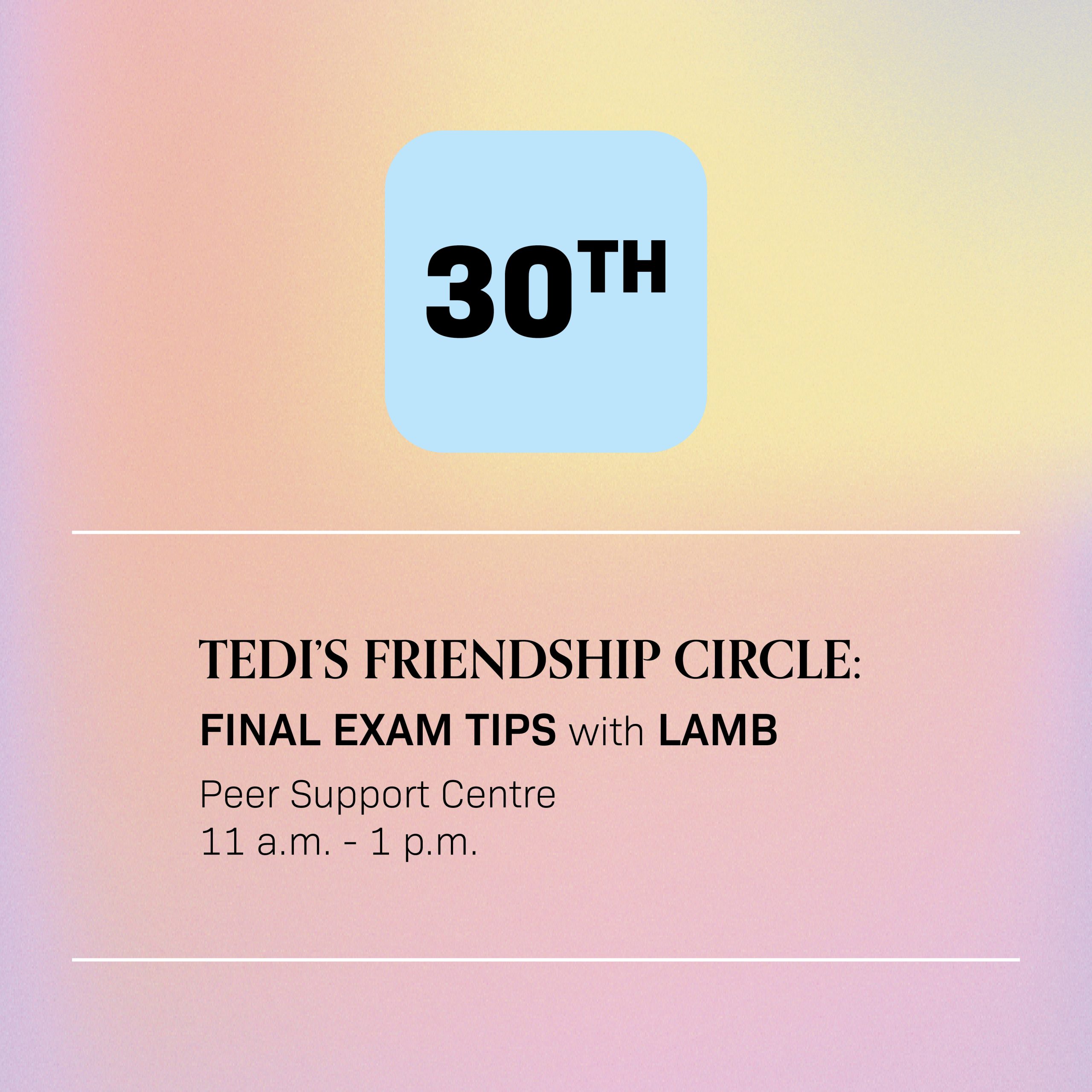 Tedi's Friendship Circle: Final Exam Tips with LAMB SE Saitsa Events Schedule Nov 2023 Calendar30 scaled